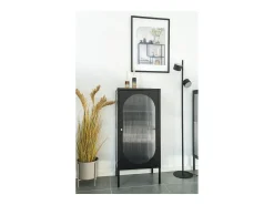 Escaparate negro con puerta ondulada de vidrio 50 x 35 x 110 cm
