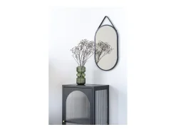 Escaparate negro con puerta ondulada de vidrio 50 x 35 x 110 cm