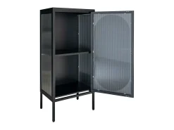 Escaparate negro con puerta ondulada de vidrio 50 x 35 x 110 cm