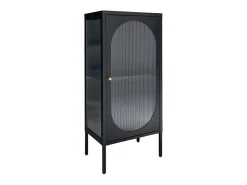 Escaparate negro con puerta ondulada de vidrio 50 x 35 x 110 cm