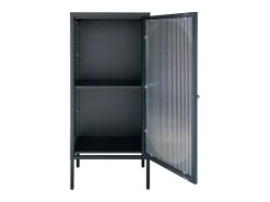 Escaparate negro con puerta ondulada de vidrio 50 x 35 x 110 cm
