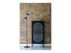 Escaparate negro con puerta ondulada de vidrio 50 x 35 x 110 cm