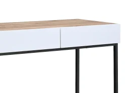 Escritorio consola con 2 cajones, blanco y natural - CEVANIA