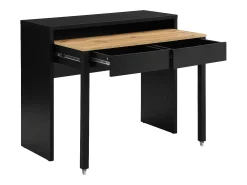 Escritorio consola extensible con 2 cajones en color negro y natural - LOAVIA