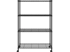 Estante almacenaje 4 niveles ruedas 90x35x142cm negro 200kg ES571818