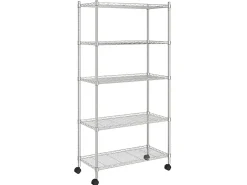 Estante almacenaje 5 niveles ruedas 75x35x155 cm cromado 250 kg ES697321