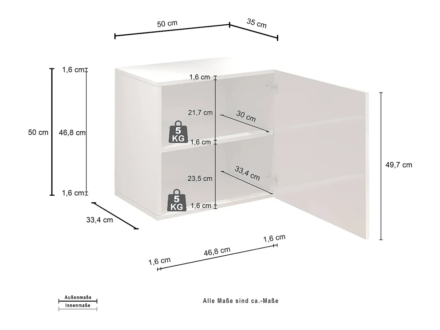 Estante cubo de pared Chronos con 1 puerta topo mate 50x35x50 cm