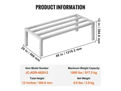 Estante de Almacenamiento, SucceBuy Soporte de Estante de Aluminio Soporte de Estante Fijo Estante de Almacenamiento 121,92 × 50,8 × 30,48 cm