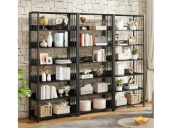 Estante de biblioteca de 6 niveles, estante estrecha y muy alta de 190 cm, estantes independientes, 70 x 30 x 190 cm (Negro)