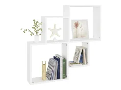 Estante de cubo pared madera contrachapada blanco 80x15x78,5 cm ES35439