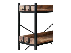Estante de Esquina SucceBuy de 5 Niveles, Altura 166,1 cm, Librería de Esquina en L con 4 Ganchos, Mueble de Almacenamiento Reversible con Marco de Metal