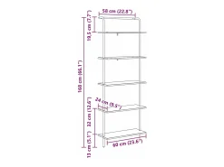 Estante de libros Gris sonoma 60 x 24 x 168 cm