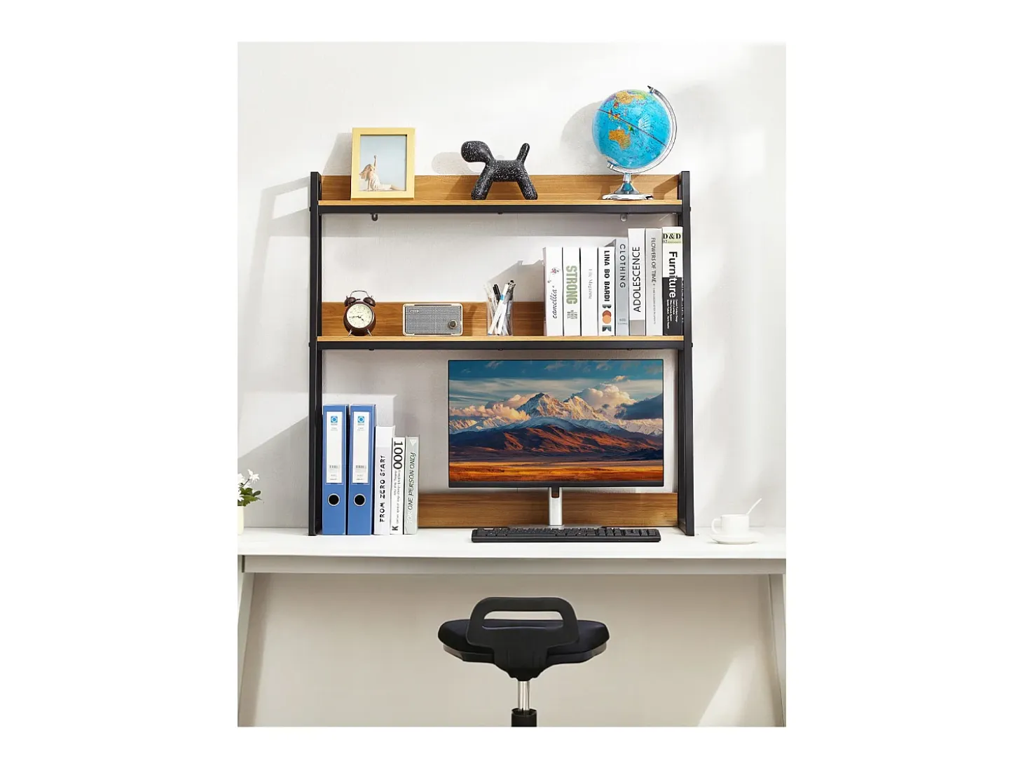 Estante de Oficina SucceBuy 2 Niveles Adecuado para la Oficina y el Hogar con Patas Antideslizantes, Midiendo 95 x 32 x 89 cm