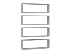 Estante de pared 4 uds contrachapado gris hormigón 80x15x26,5cm ES86746