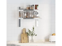 Estante de pared acero inoxidable plateado 50x23,5x60 cm ES816730