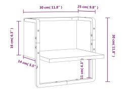 Estante de pared con barra negra 30x25x30 cm