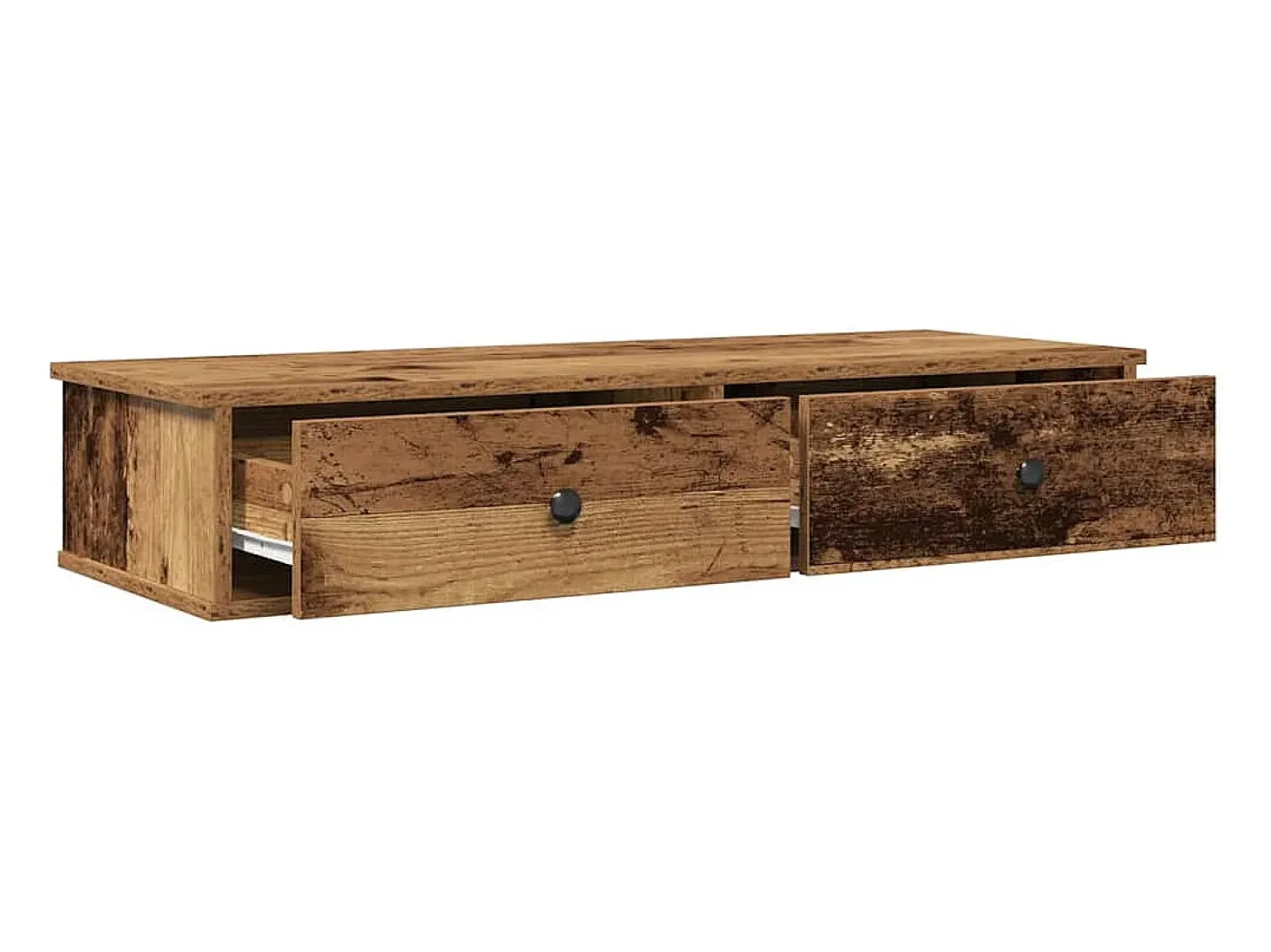 Estante de pared con cajones de madera vieja de ingeniería de madera