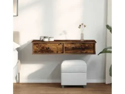 Estante de pared con cajones de madera de ingeniería de roble ahumado