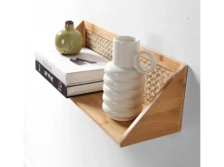 Estante de pared de bambú y ratán natural - 50 cm