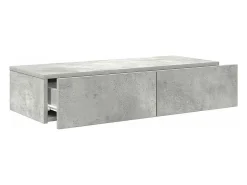 Estante de pared de madera de ingeniería de color gris hormigón con cajones