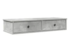 Estante de pared de madera de ingeniería de color gris hormigón con cajones