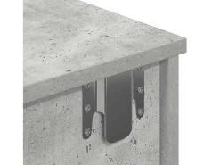 Estante de pared de madera de ingeniería de color gris hormigón con cajones