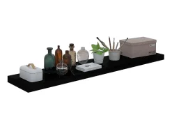 Estante de pared de pared MDF negro brillante 120x23,5x3,8 cm ES38224