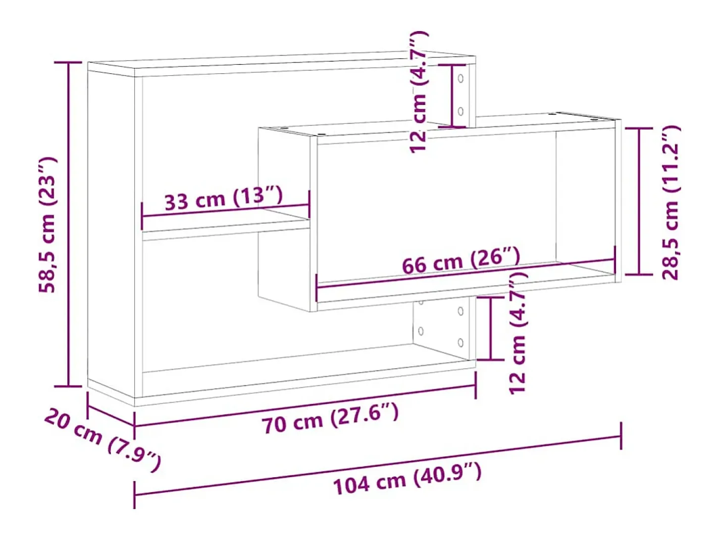 Estante de pared madera vieja 104x20x58,5 cm madera de ingeniería