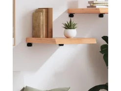 Estante de pared marrón claro en madera maciza de roble tratado