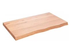 Estante de pared marrón claro en madera maciza de roble tratado