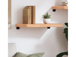Estante de pared marrón claro en madera maciza de roble tratado