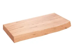 Estante de pared marrón claro en madera maciza de roble tratado