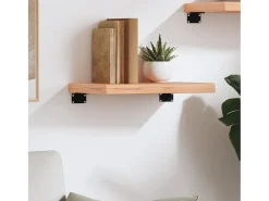 Estante de pared marrón claro en madera maciza de roble tratado
