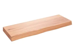 Estante de pared marrón claro en madera maciza de roble tratado
