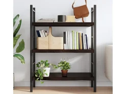 Estante de pared marrón oscuro fabricado en madera maciza de roble tratada