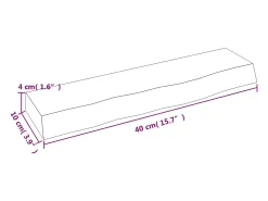 Estante de pared 40x10x4 cm madera maciza de roble sin tratar