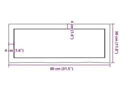 Estante de pared 80x30x(2-4) cm madera maciza de roble sin tratar
