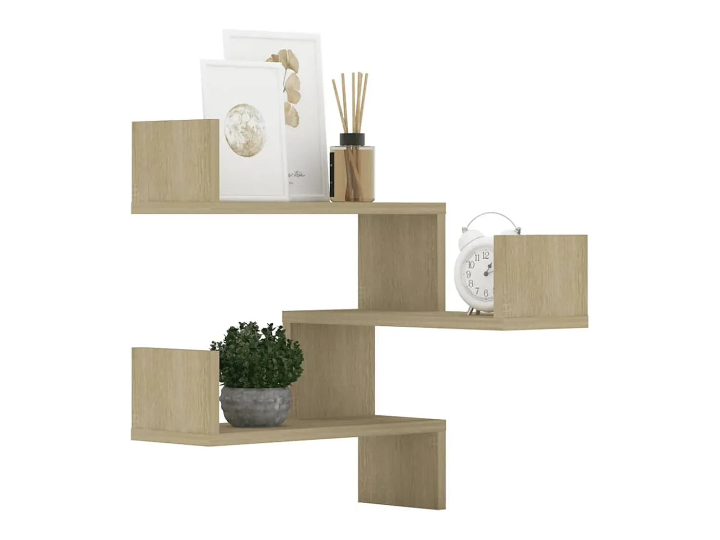 Estante esquina pared 2uds contrachapado color roble 40x40x50cm