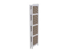 Estante esquinero MCW-K85, blanco, mimbre marrón