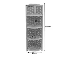Estante esquinero MCW-K85, blanco, mimbre marrón