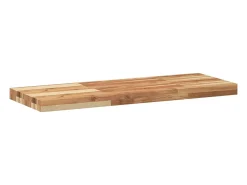 Estante flotante 2 uds madera acacia acabado aceite 80x30x4 cm