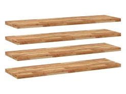 Estante flotante 4 uds madera acacia acabado aceite 160x40x4 cm