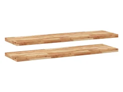 Estante flotante 2 uds madera acacia acabado aceite 120x40x4 cm