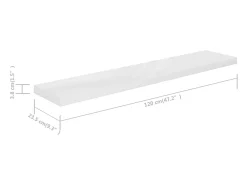 Estante flotante de pared (4 unidades), blanco brillante, 120 x 23,5 x 3,8 cm, MDF