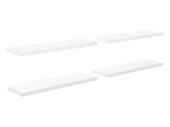 Estante flotante de pared (4 unidades), blanco brillante, 120 x 23,5 x 3,8 cm, MDF