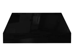 Estante flotante de pared MDF negro brillo 23x23,5x3,8 cm