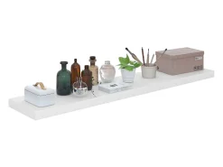 Estante flotante de pared MDF blanco brillo 120x23,5x3,8 cm