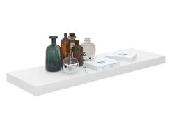 Estante flotante de pared 2 uds Blanco brillo 80x23,5x3,8cm MDF