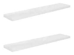 Estante flotante de pared (2 unidades), blanco brillante, 120 x 23,5 x 3,8 cm, MDF