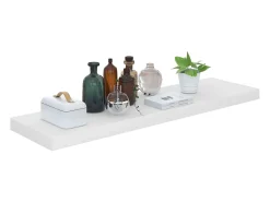 Estante flotante de pared (2 unidades), blanco brillante, 90 x 23,5 x 3,8 cm, MDF.